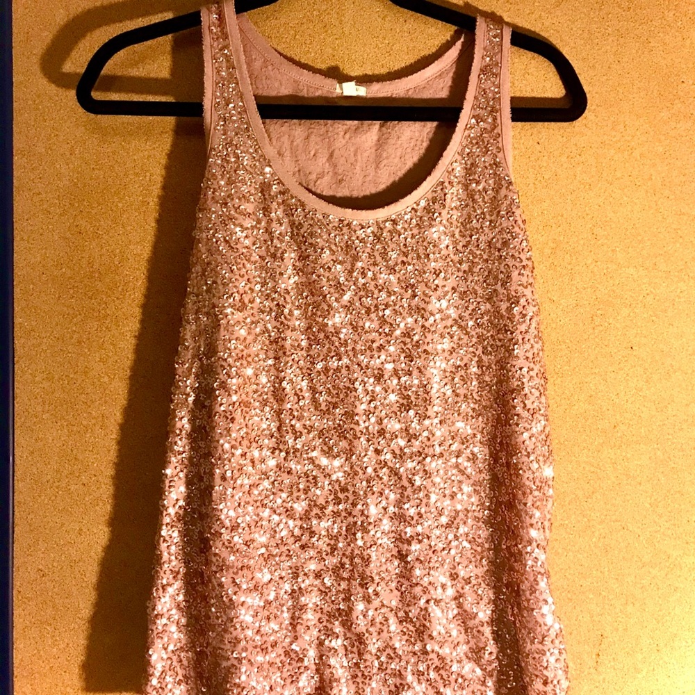 Rose Gold J Crew Sequin Tank Top